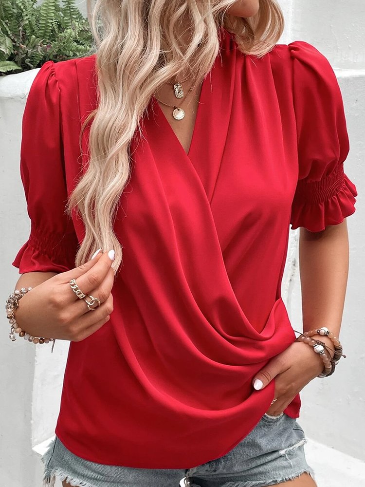 Simple Cross Plain Loose Shirt WI114