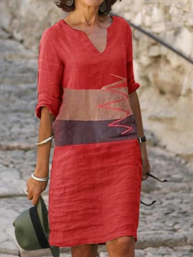 Color Contrast Casual Weaving Dress WC111