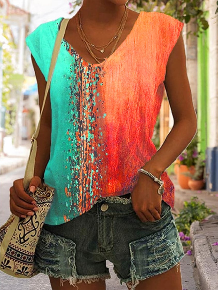 Damen Tank Top mit Farbblock und normaler Passform AT1007