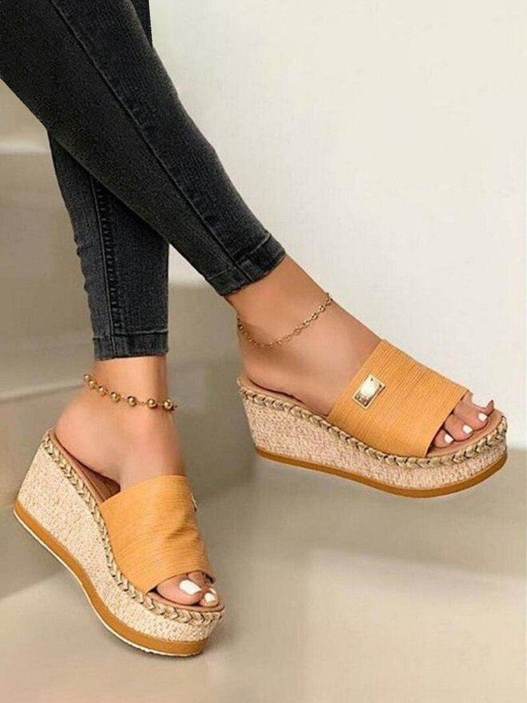Resort Hemp Rope Sole Wedge Sandals QI115