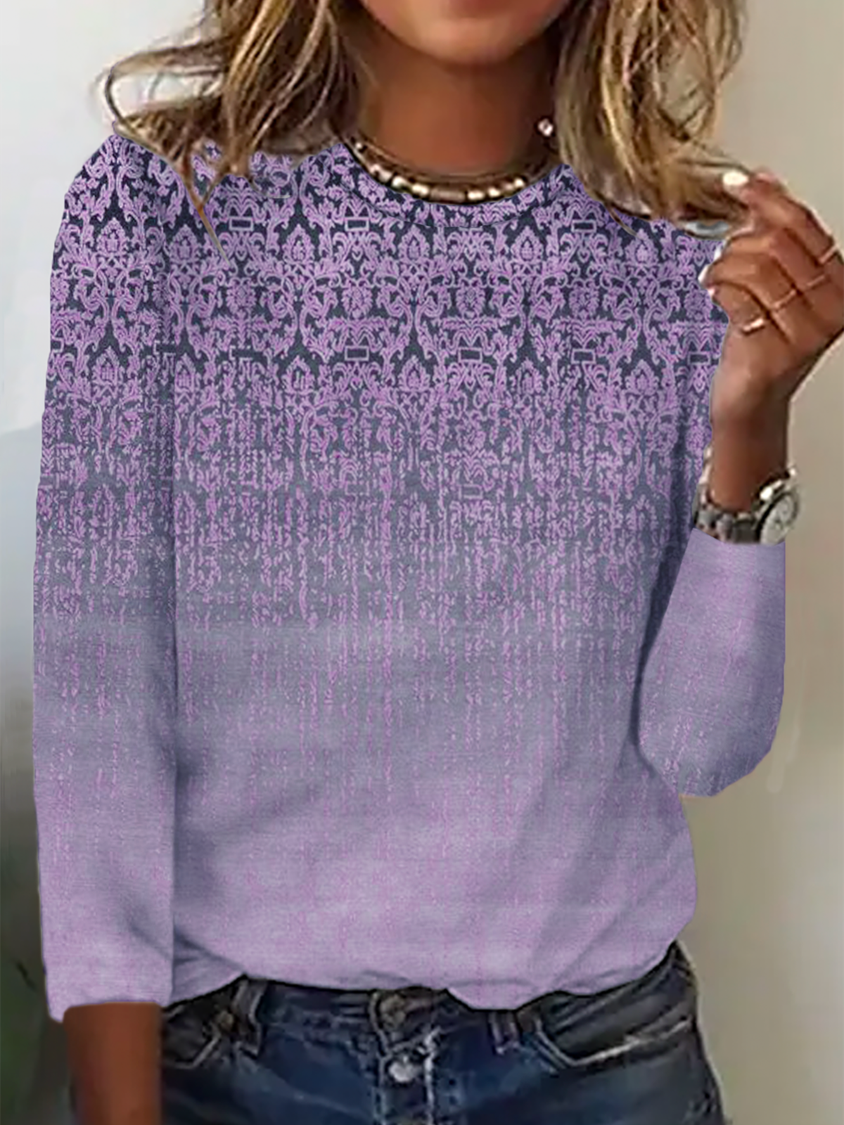 Women's Abstract Autumn Casual Top Lightweight Crew Neck Regular H-Line T-shirt for Women MMq4