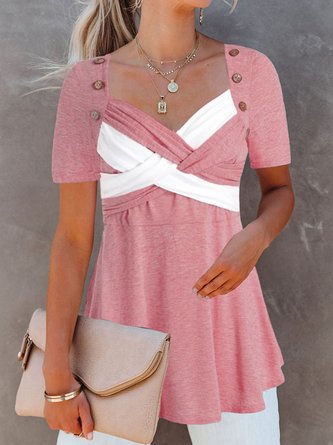 Casual Loose Cross Neck tunic Shirt CZ31