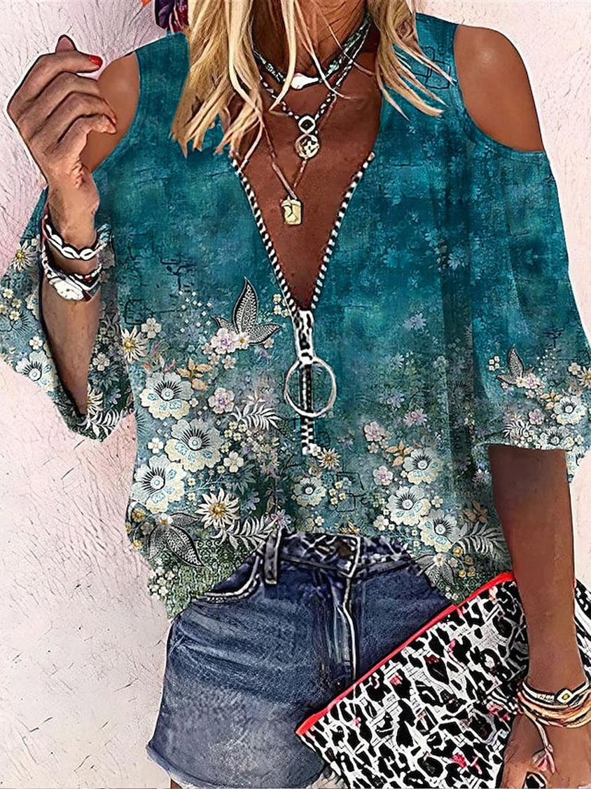 Half Open Collar Casual Tree Shirt RR51