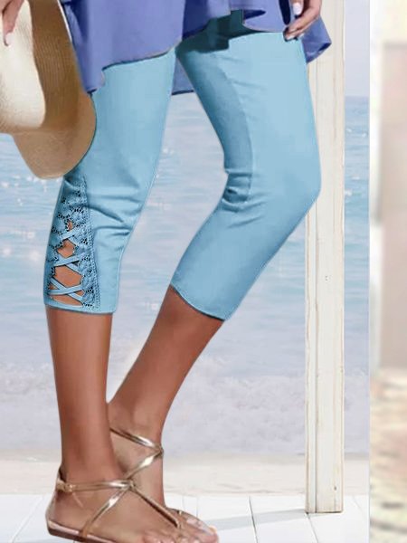 Lace Edge Knitted Casual Leggings QK90