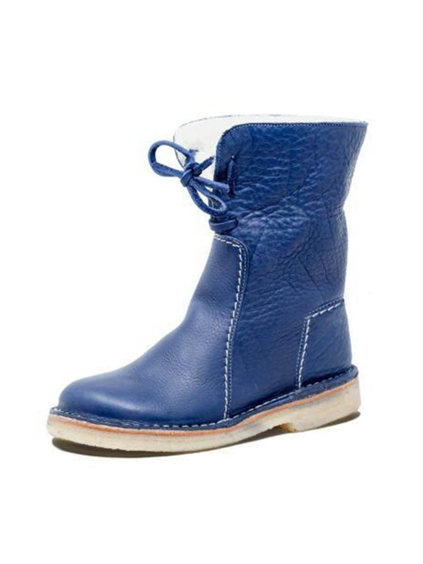 Women Casual PU Boots Full Waterproof Insulated Low Heel Winter Boots AD188