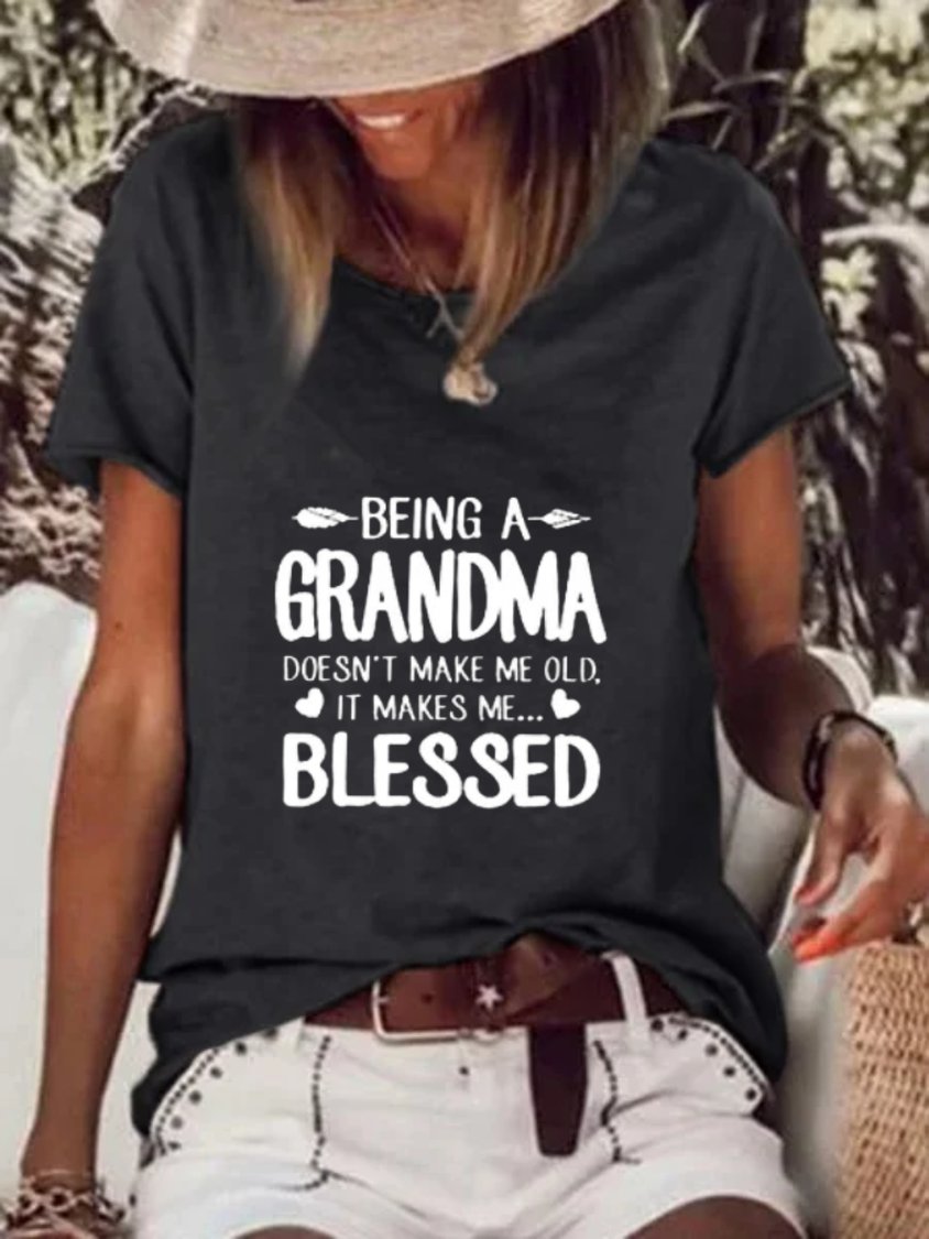 Lässiges T-Shirt mit Rundhalsausschnitt und Aufdruck, kurzärmlig, MMq43