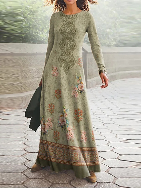 Lockeres Rundhals-Lässiges Blumenkleid WJ67