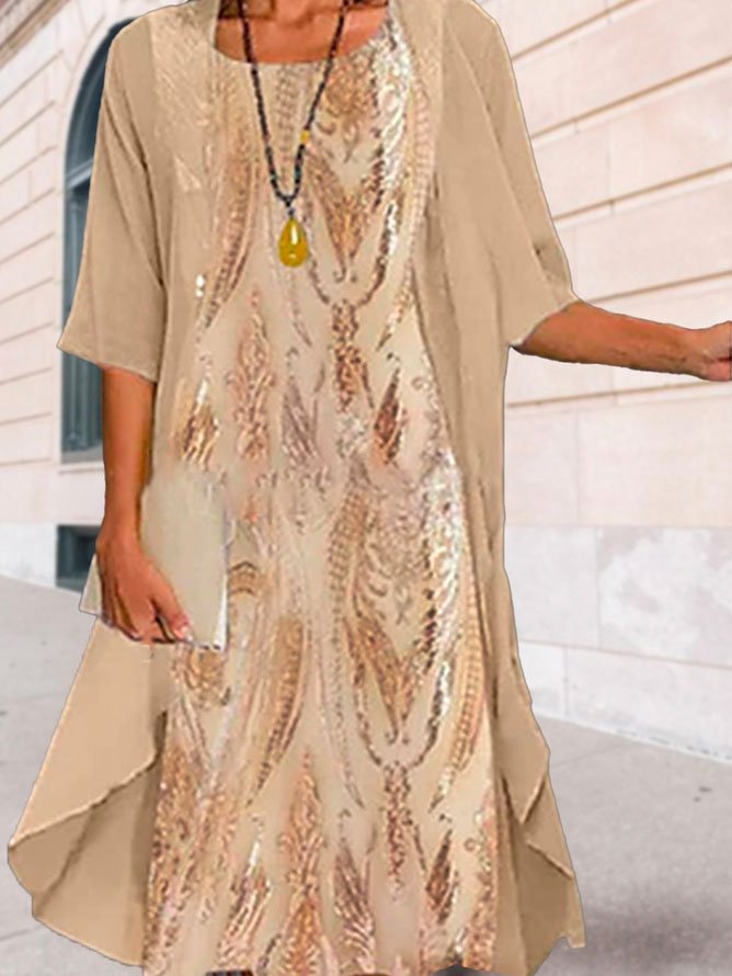 Ensemble deux pièces élégant à col ras du cou et dentelle ombrée QF106