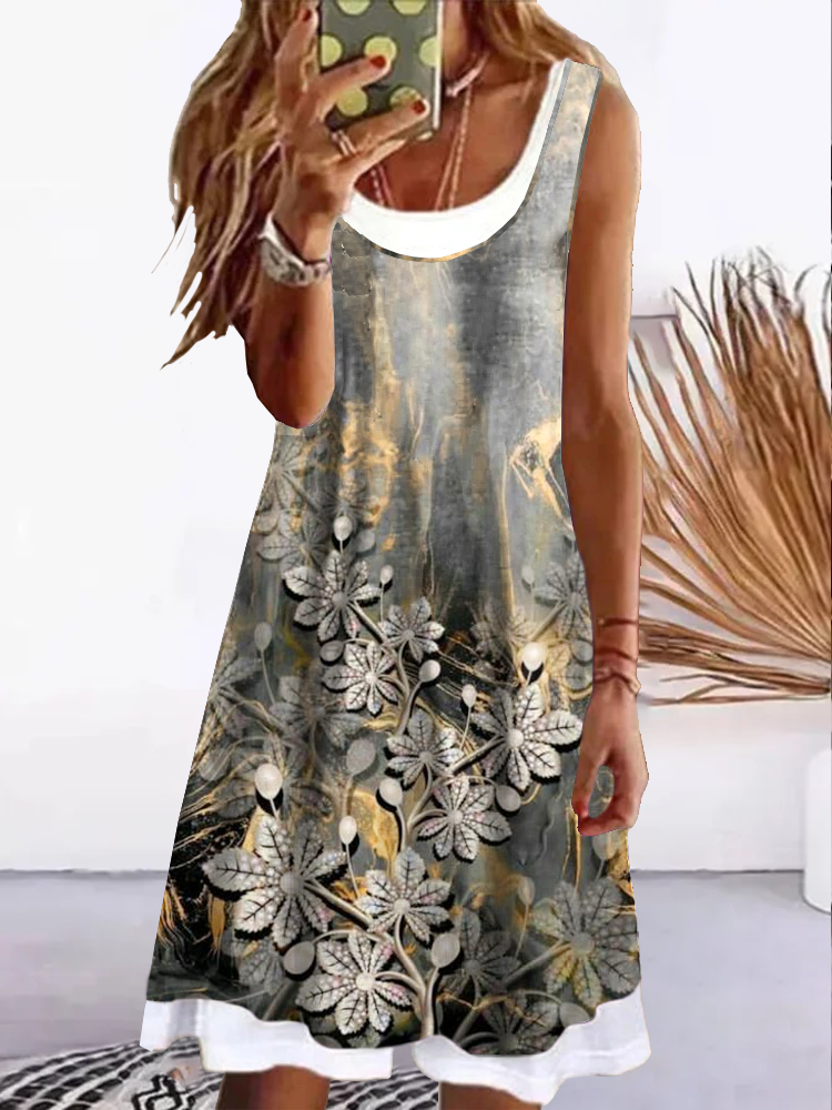 Vacation Sleeveless Knitting Dress QV112