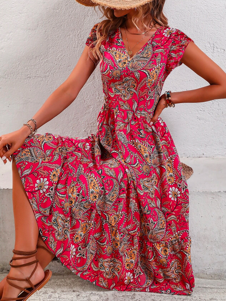 Vacation Paisley Printed Dress WE101