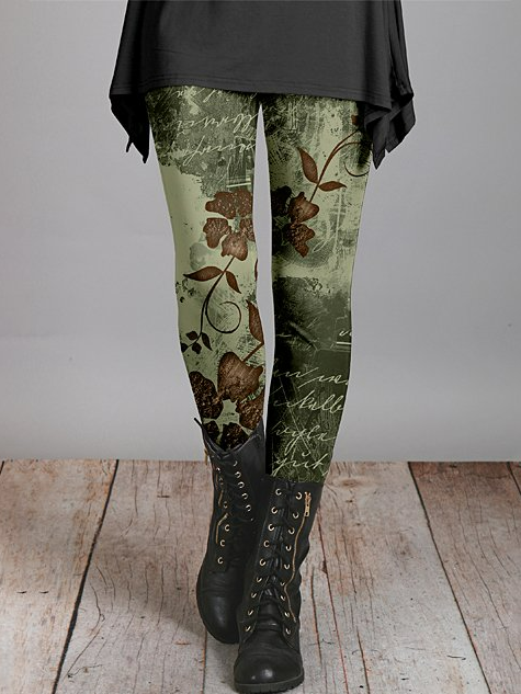 Legging moulant décontracté en jersey à imprimé floral AH096