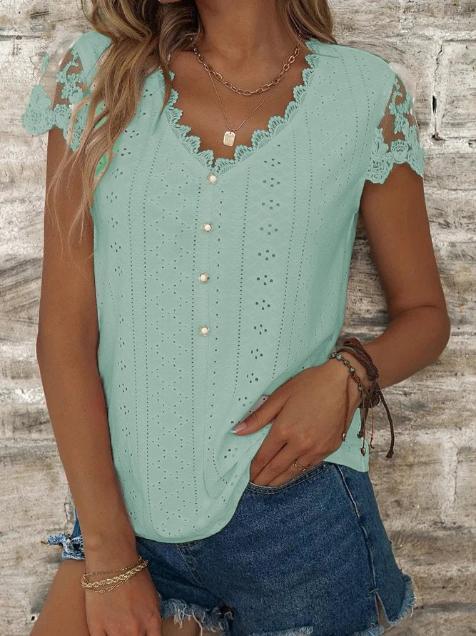 Lockeres, schlichtes, lässiges T-Shirt für Damen mit V-Ausschnitt AC10011