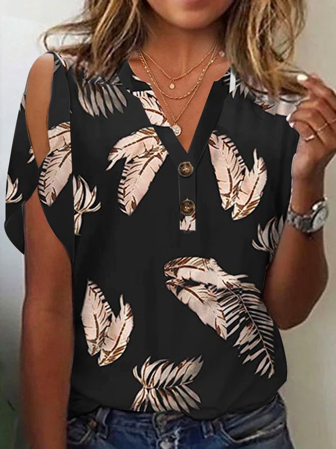 Casual Loose Leaf Knitted Shirt WG104