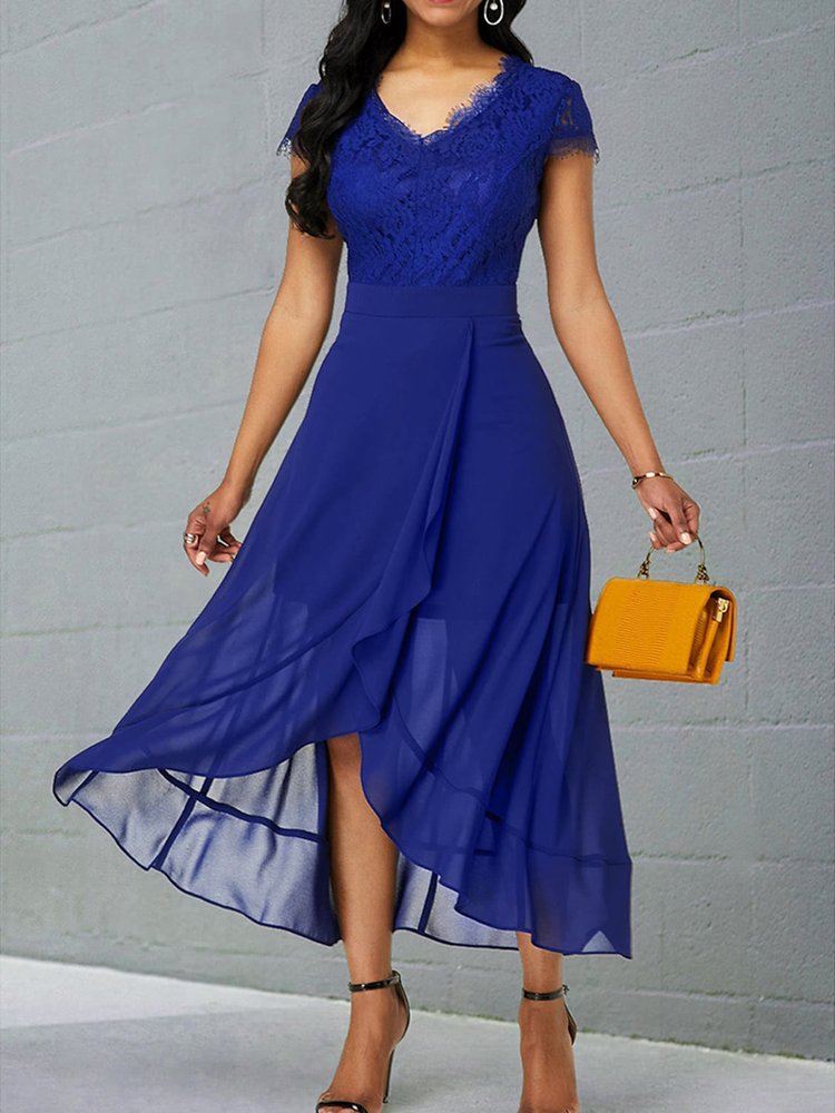 Elegant V Neck Chiffon Dress QT40