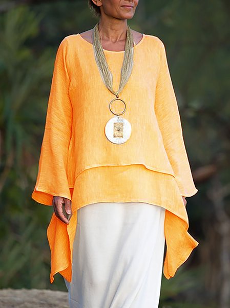 Casual Long Sleeve Crew Neck Blouse Tunics AH641
