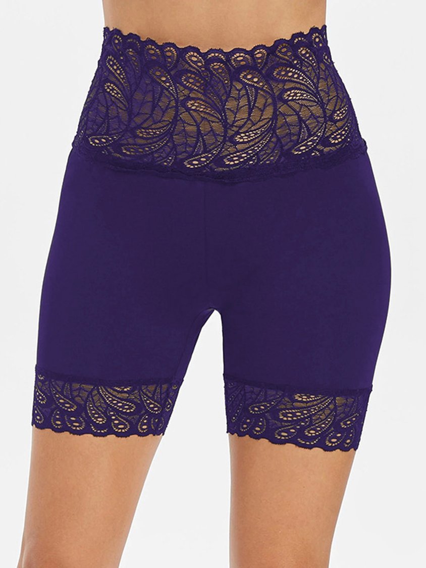 Lace High Waist Hip Lift Slim Solid Color Breathable Leggings QAR31