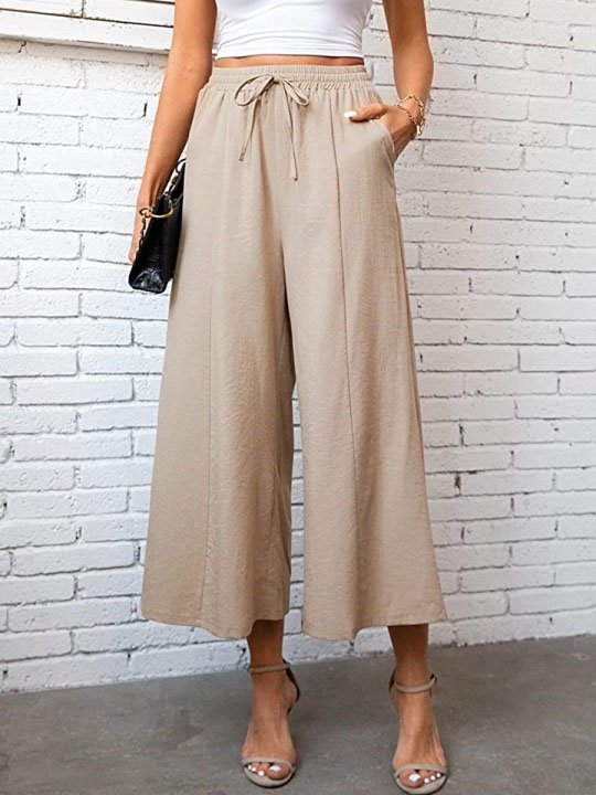 Loose Drawstring Plain Casual Pants QN67