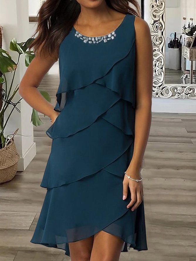 Casual Crew Neck Plain Dress AH622