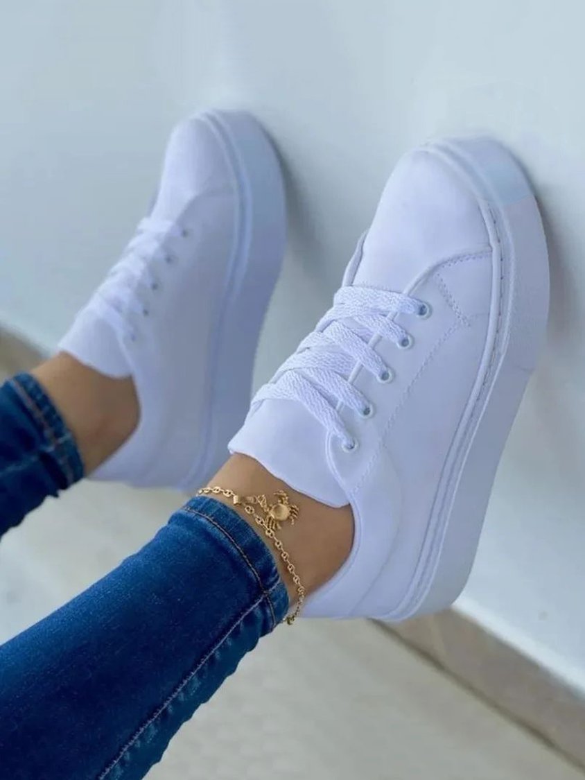 Lässige Damen-Schnürschuhe aus Canvas DD58
