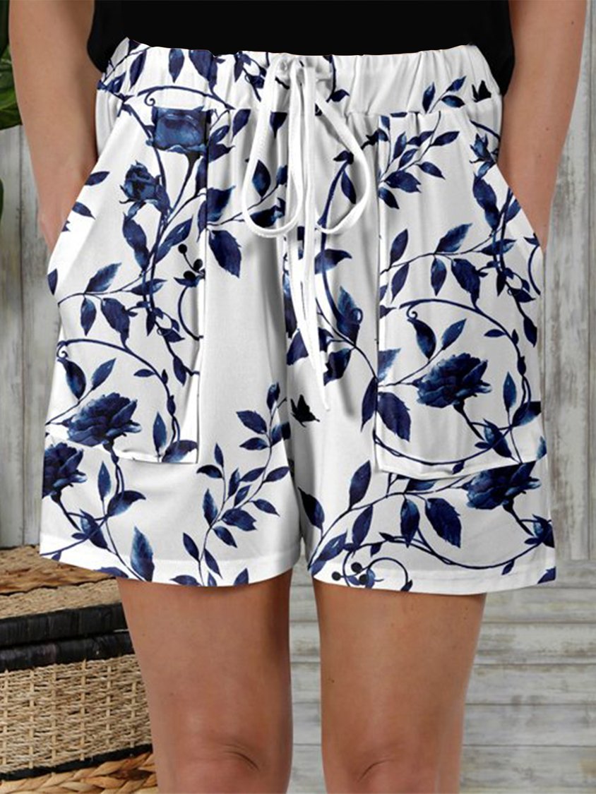 Casual Loose Floral Drawstring Shorts RR23