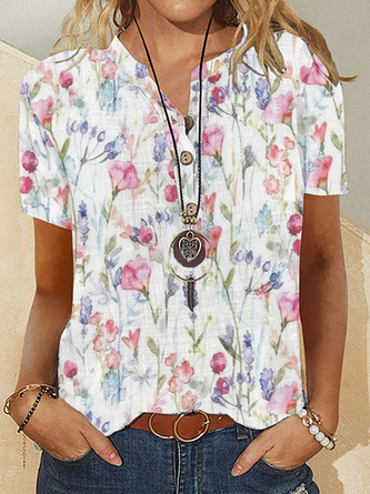 Floral Short Sleeve Blouse CZ23