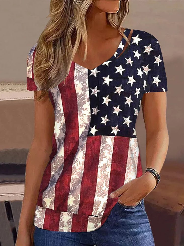 America Flag Casual T-Shirt WS110