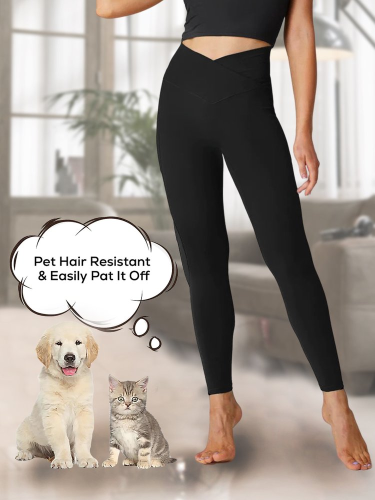 Tight Plain Casual Pocket Leggings WD115