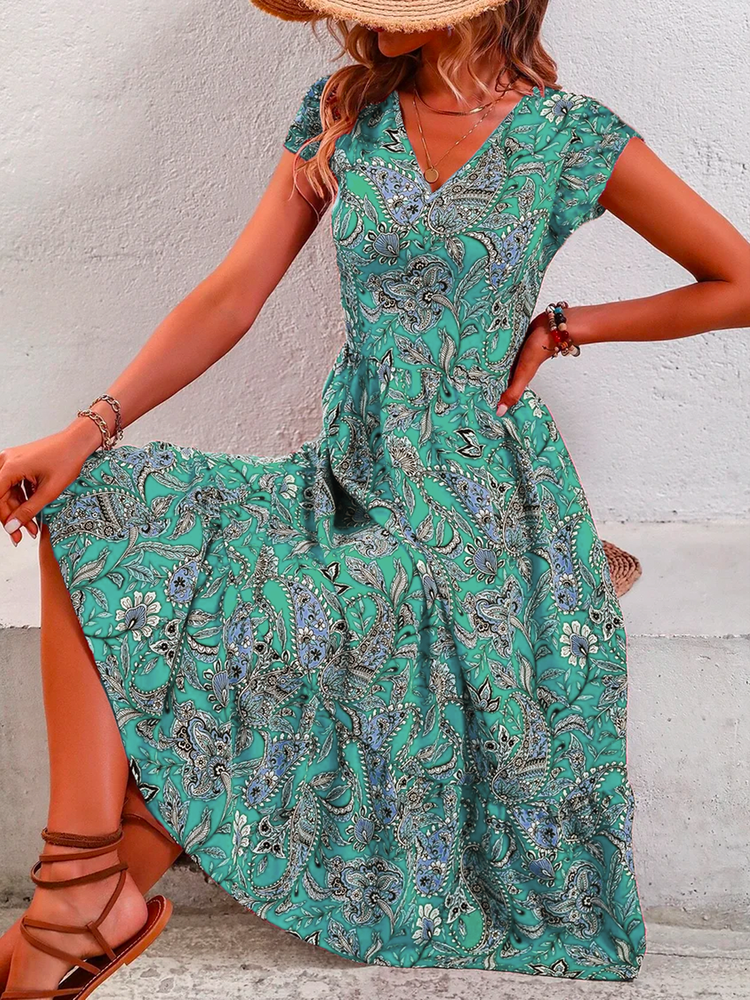 Vacation Paisley Printed Dress WE101