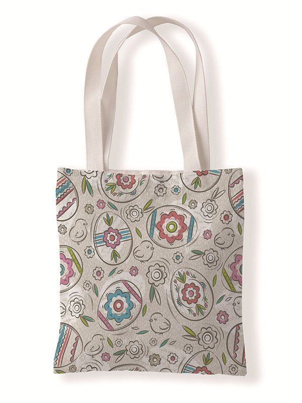 Easter Bunny Egg Pattern Canvas Tote Bag Environmentally Friendly Reusable AA60