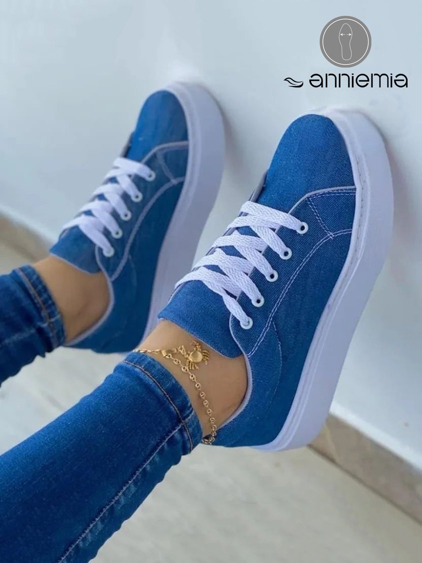 Lässige Damen-Schnürschuhe aus Canvas DD58
