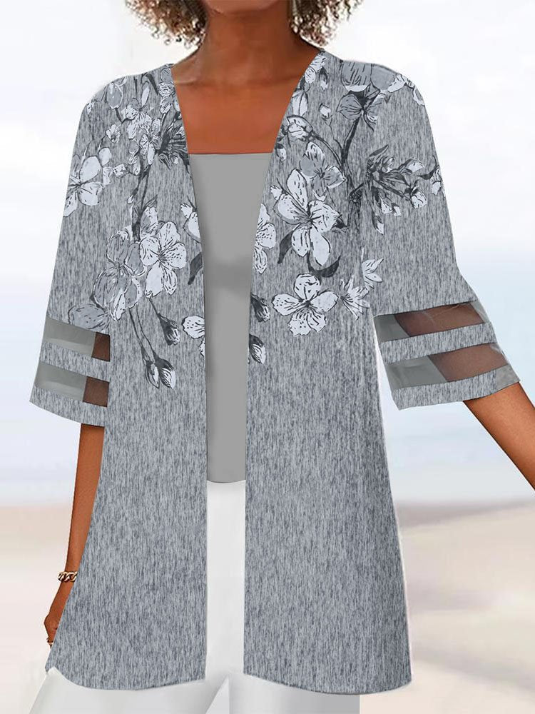 Cardigan imprimé floral décontracté Country AH299