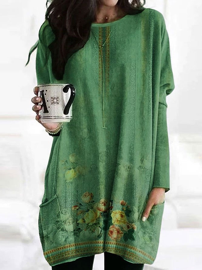 Casual Regular Fit Crew Neck Dress WJ104