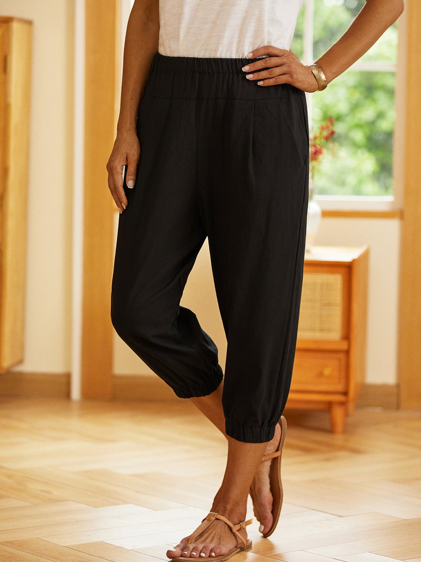 Solid Casual Pockets Pants QAW54
