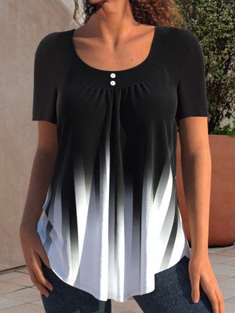 Casual Crew Neck Color Block Shirt CZ49