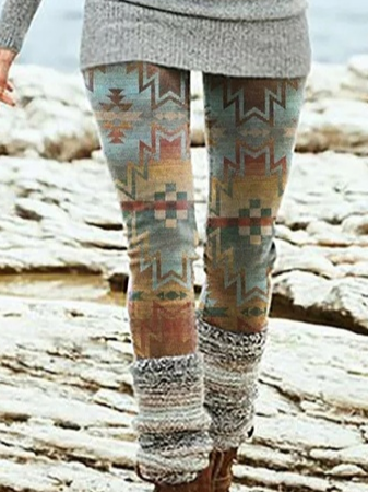 Enge Vintage-Leggings mit Gummiband AT100144