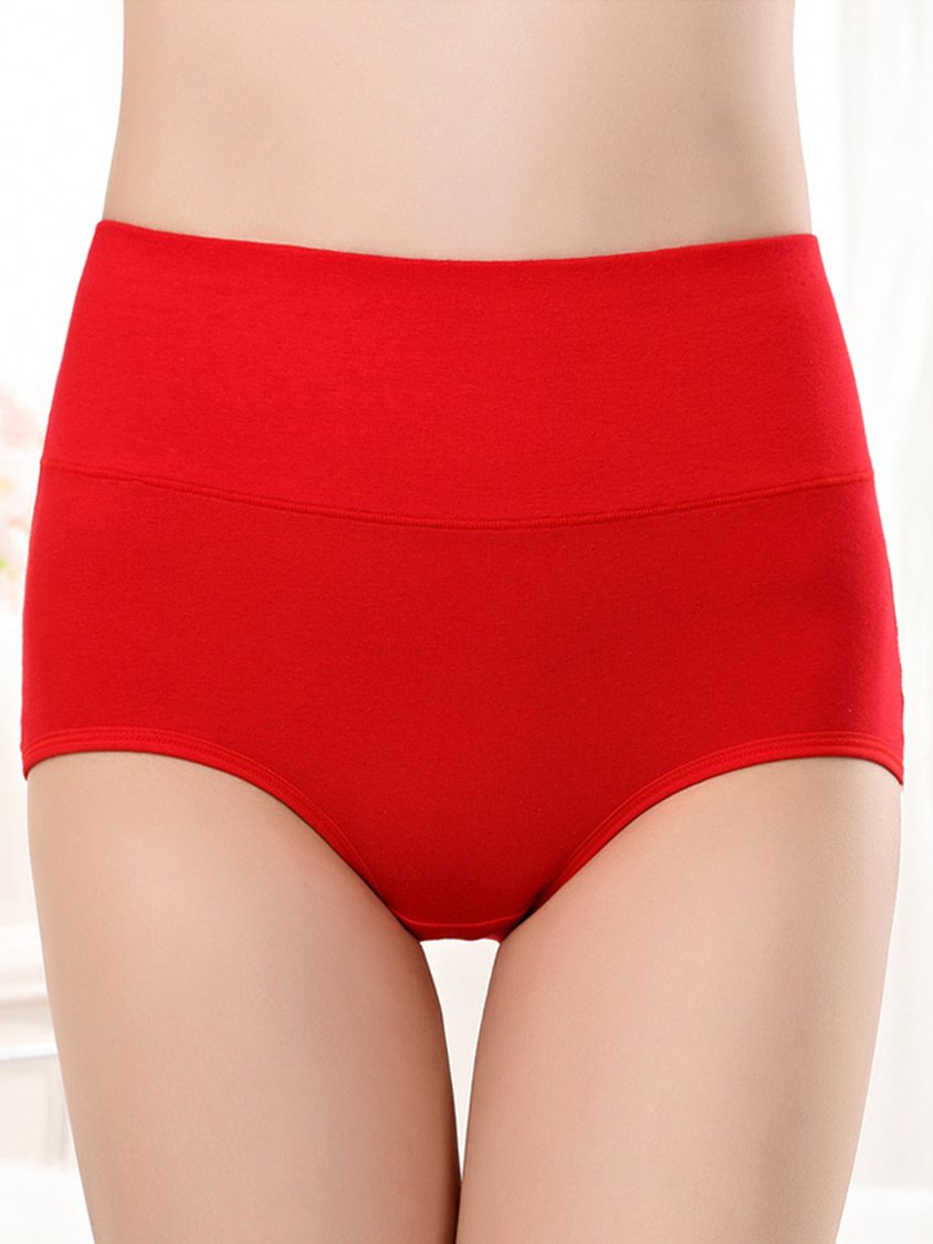 Cotton Breathable High Waist Briefs Plus Size QAR99