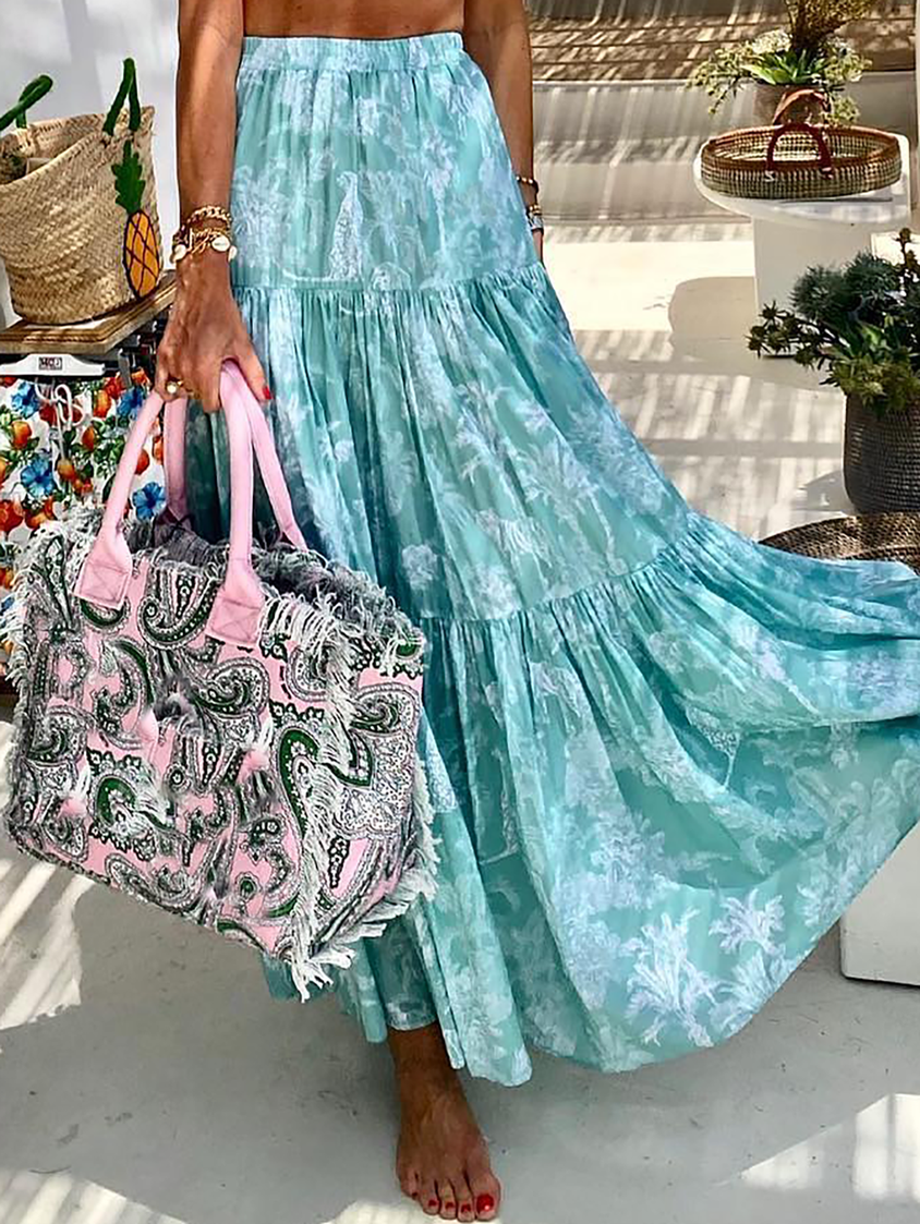 Vacation Plants Printed Skirt CH32