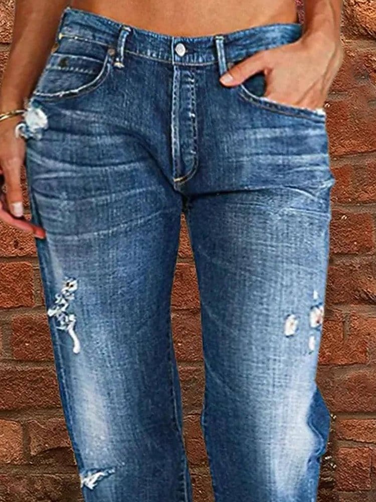 Loose Plain Casual Denim Jeans AD843