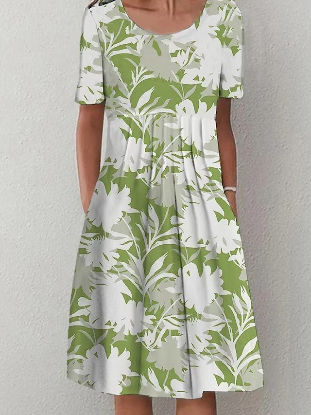 Casual Cotton Floral Loose Dress WC93