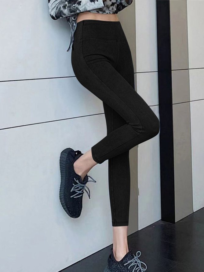 Pantalon uni simple d'automne à haute élasticité taille moyenne à la cheville Legging H-Line processus de lavage Jeans pour femmes AH248