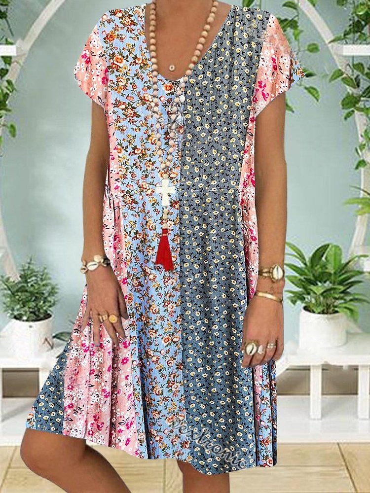 Loose Casual Ditsy Floral Dress AH198