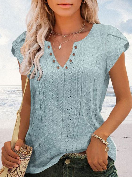 V Neck Vacation Plain Shirt AC10058