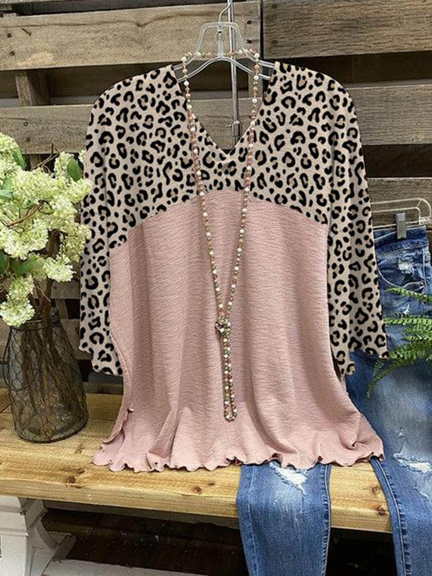 Printed Crew Neck Casual Cotton-Blend Blouse CZ13