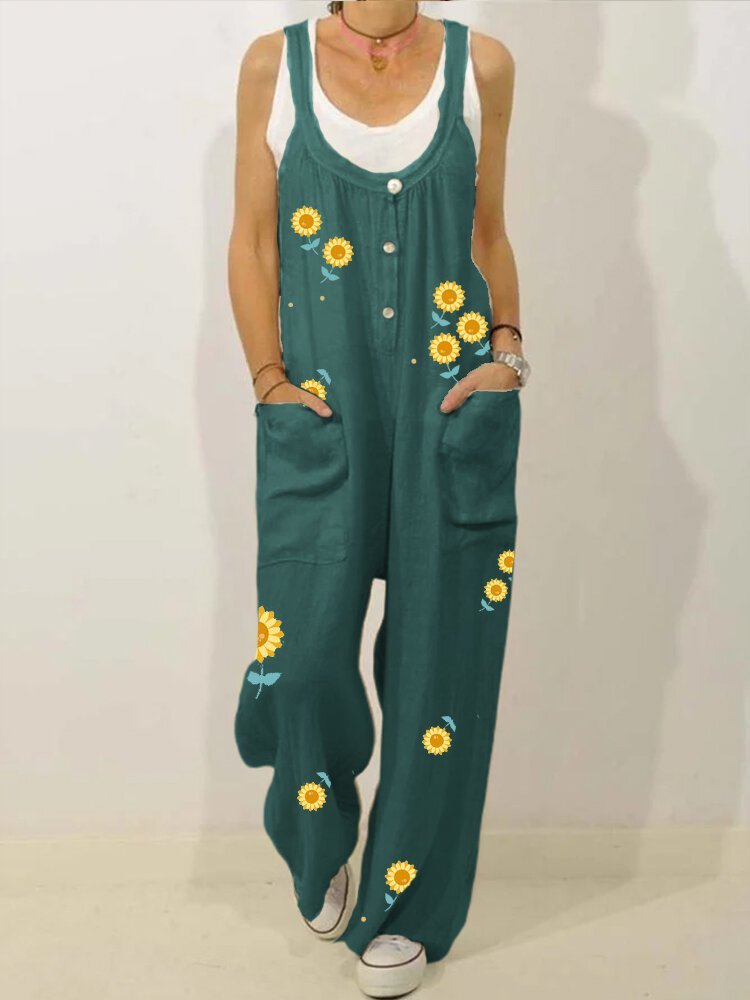 Lässiger Jumpsuit und Strampler aus Baumwollmischung mit Blumenmuster QAJ47