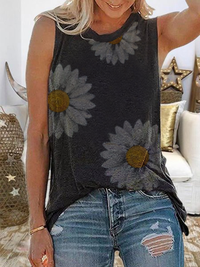 Lässige ärmellose Hemden & Tops mit Blumenmuster in Übergröße TH1014