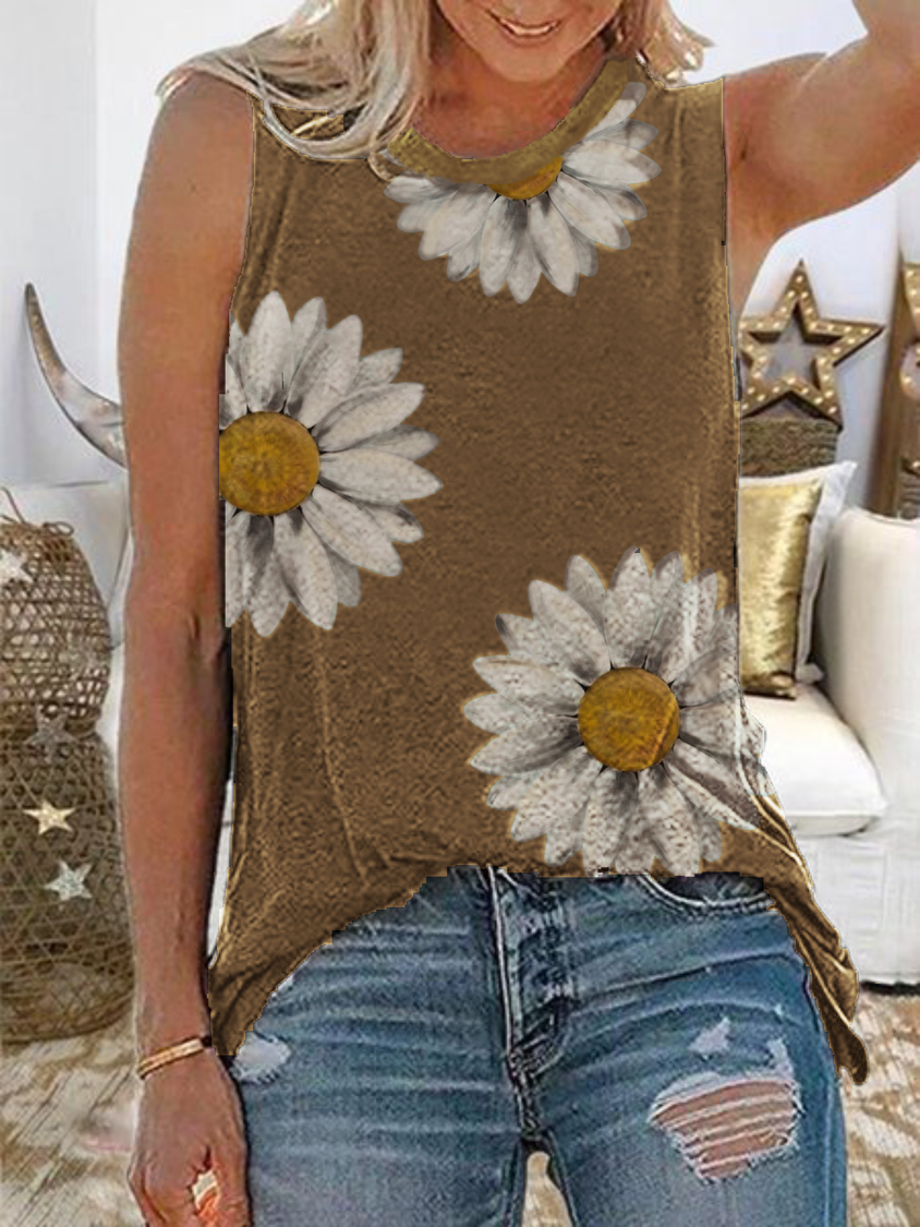 Lässige ärmellose Hemden & Tops mit Blumenmuster in Übergröße TH1014