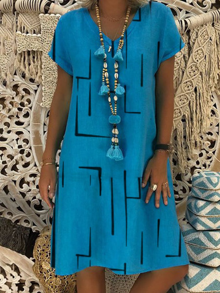 Damen Fahion Kurzarm Einfarbig Casual Shift Strickkleid AD558