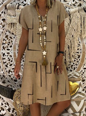 Damen Fahion Kurzarm Einfarbig Casual Shift Strickkleid AD558