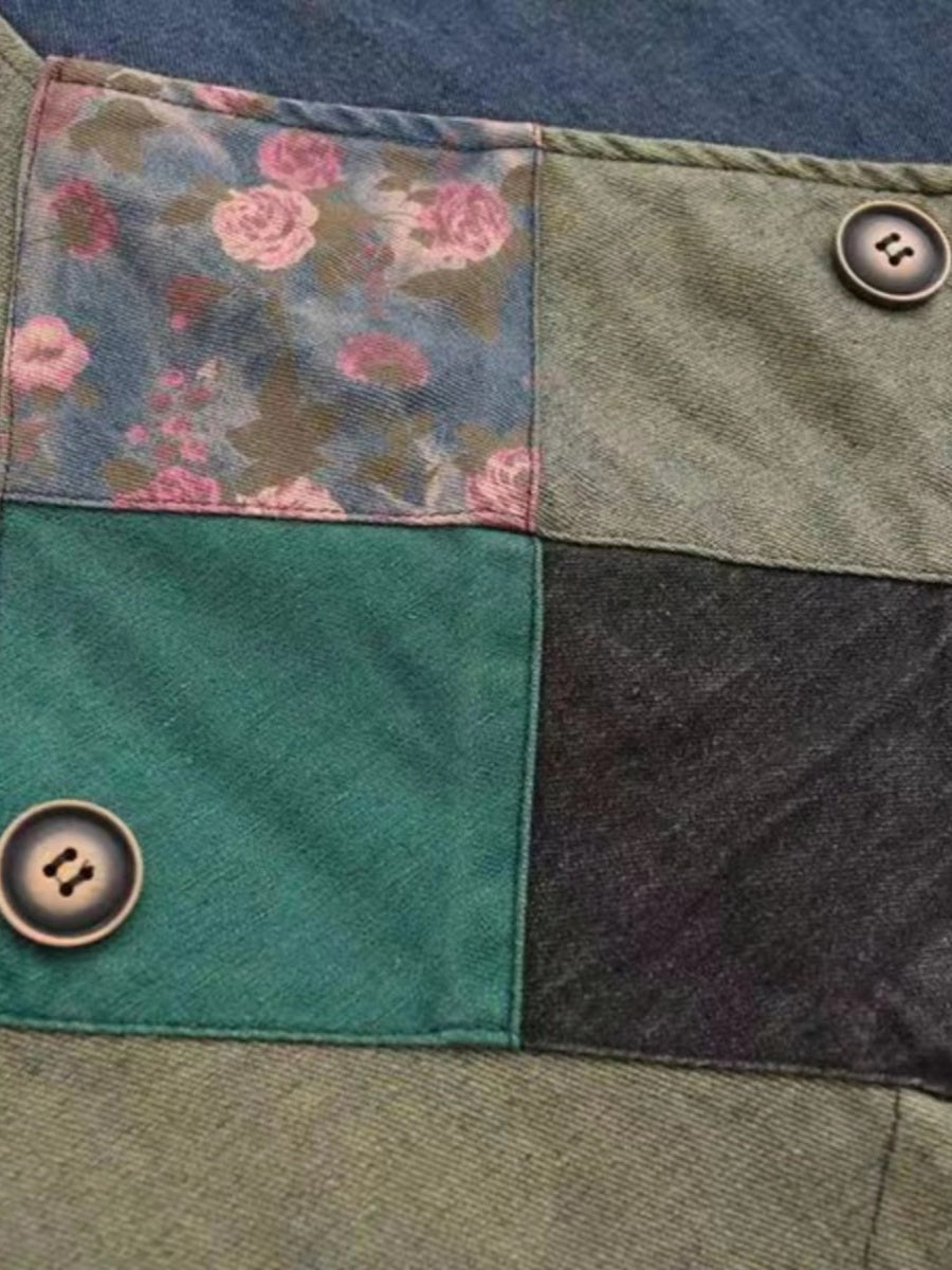 Plus Size Women Patchwork Hooded Vest Coat