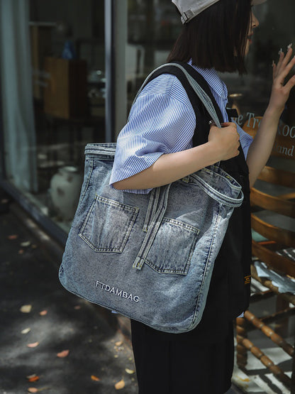 Sac à main en denim uni vintage pour femme, sac à bandoulière ZZ1008